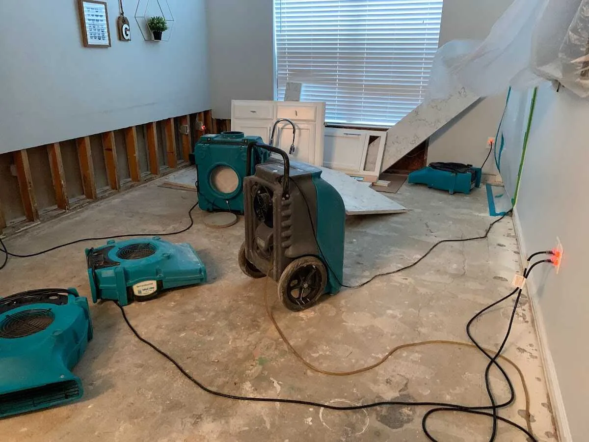 Dehumidifier in flood-cut room for Water Damage Restoration in Grovetown